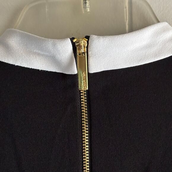 Calvin Klein Black Shift Dress Size 8 – Elegant Contrast Tie Neck Cocktail Dress - Picture 6 of 8